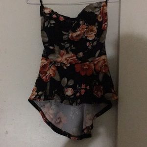 Floral strapless top